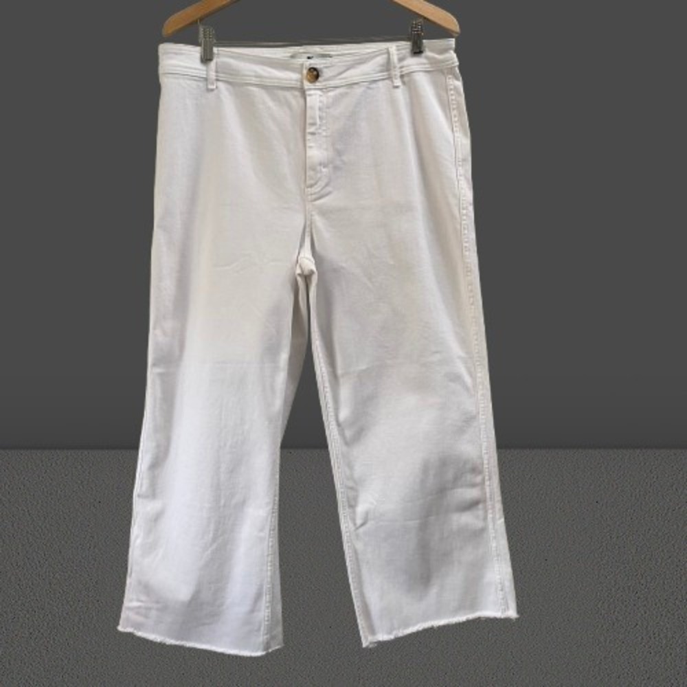 NEW Vineyard Vines Mariner High Rise Wide Leg Raw Hem Jeans White Size 32 - Picture 4 of 6